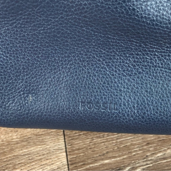 Fossil Rachel Satchel Color Block Blue Leather Handbag - Picture 9 of 13